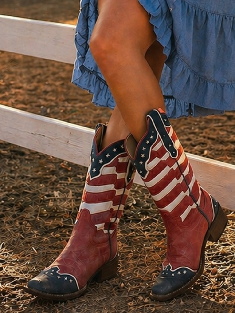 CORRAL A2850 leather American Flag western cowboy boots square toe sz 6.5 EUC